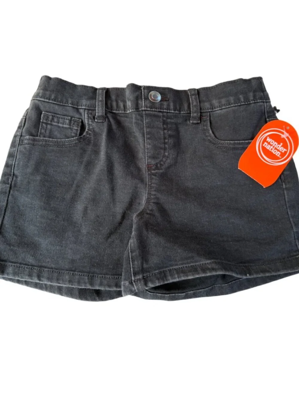 Wonder Nation Black Wash Denim Shorts Size M Girls 7-8 Elastic Back Waistband